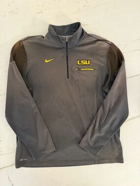 LSU Tigers Windbreaker Mens XL Nike Dri Fit Quarter Zip Gray